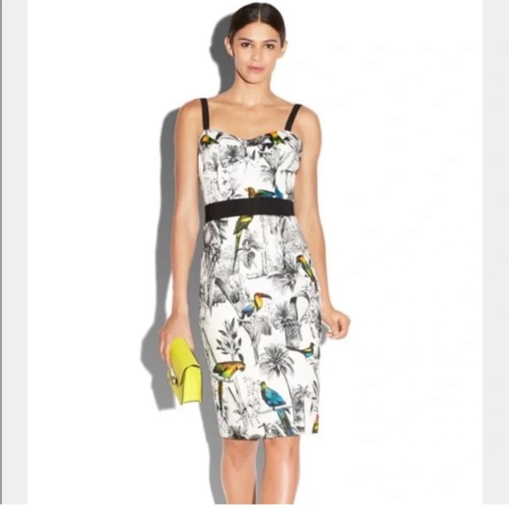 Milly bustier corset tropical white printed dress women’s 6 s small bodycon